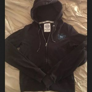 Pink Victoria Secret black zip up hoodie small